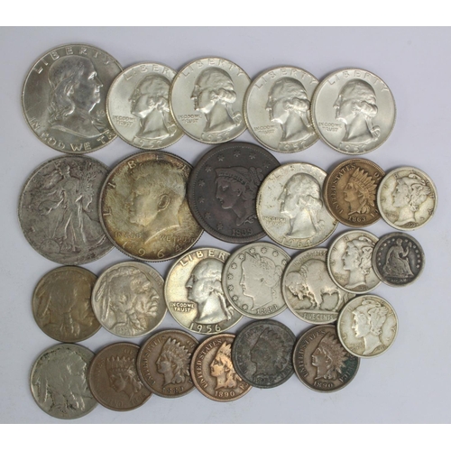 551 - USA (25) 19th-20thC minors up to Half Dollars, includes silver, mixed grade, some high grade noted.