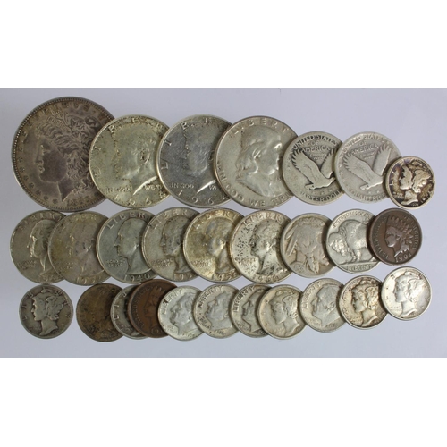 552 - USA (27) 19th-20thC assortment, mostly silver, mixed grade.