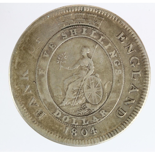 660 - Dollar 1804, Bank of England, top leaf to centre of E, K inverted and incuse, Fine and scarce.