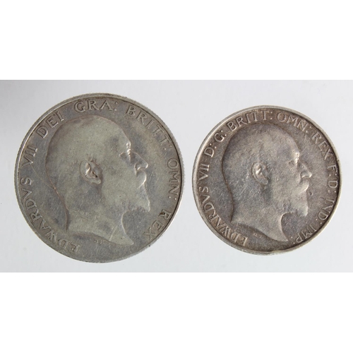 664 - Edward VII silver (2): Halfcrown 1903 Fine, scratch obv. and die flaw below date, and Florin 1903 GF... 