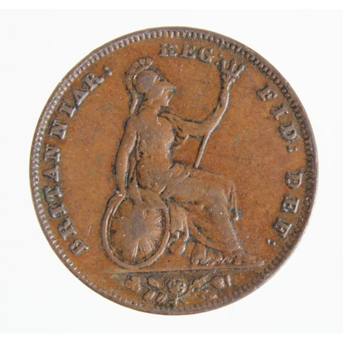 676 - Farthing 1843 inverted 1 in date, GF