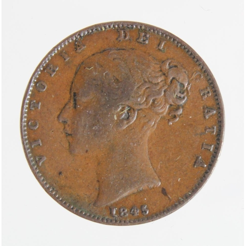 676 - Farthing 1843 inverted 1 in date, GF