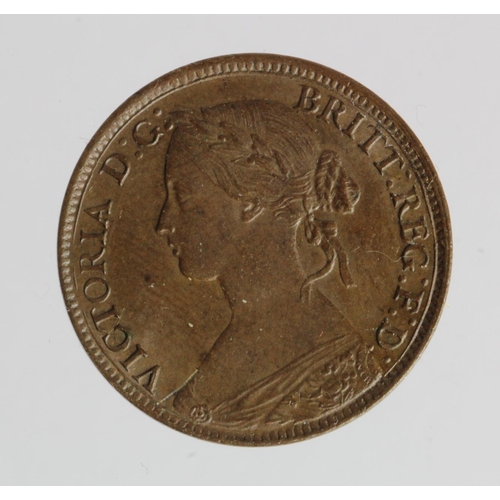 677 - Farthing 1861, 4 berries, toned GEF