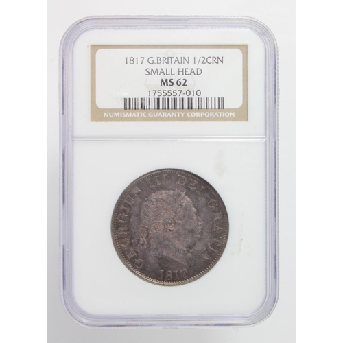 711 - Halfcrown 1817 (BH) NGC slabbed as MS62