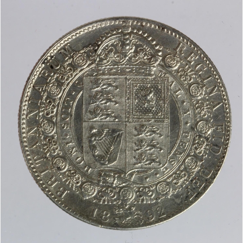 727 - Halfcrown 1892 lightly cleaned EF