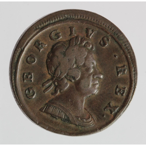 736 - Halfpenny 1717, slightly off-centre, VF