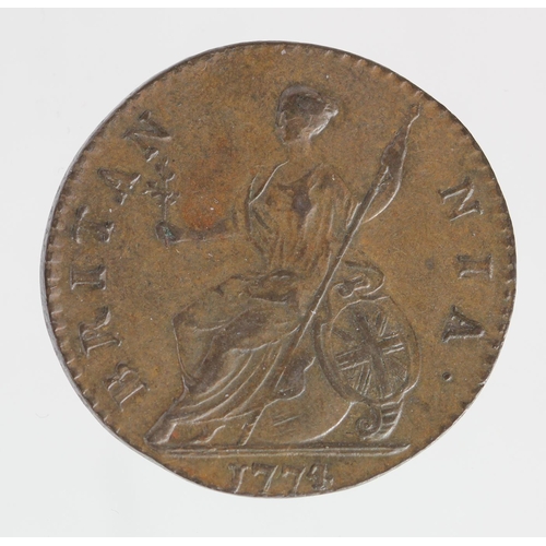 737 - Halfpenny 1774 better than VF