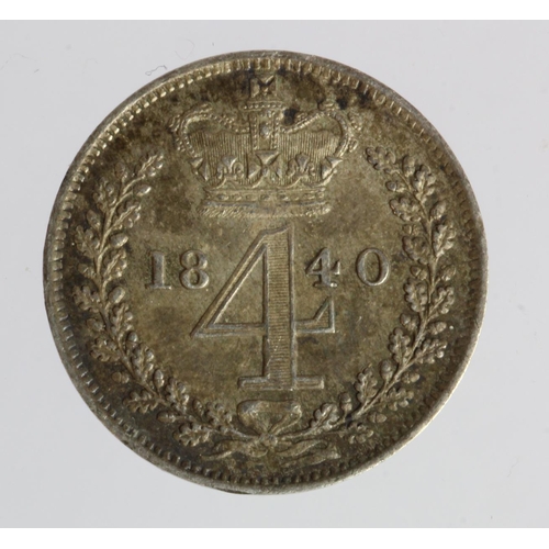 744 - Maundy Fourpence 1840 toned GEF