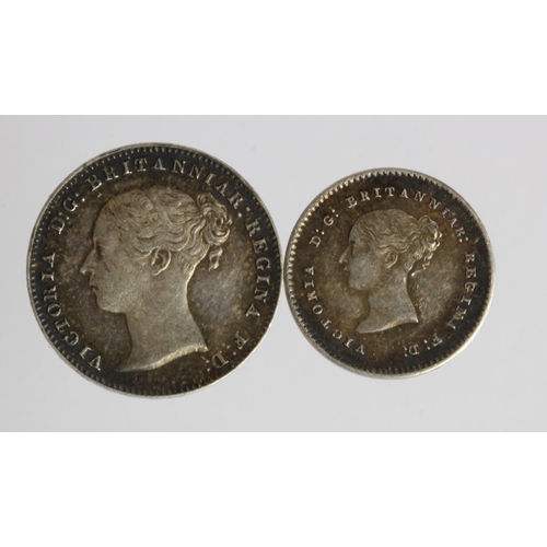 745 - Maundy Odds (2): 2d and 3d 1858, matching toned nFDC