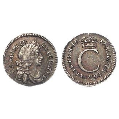 748 - Maundy Penny 1677 toned GVF-nEF