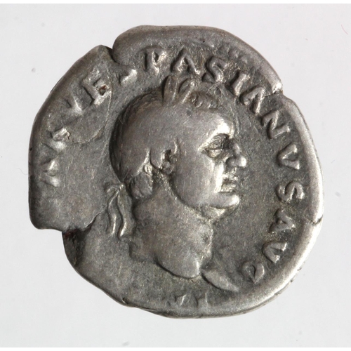 76 - Vespasian silver denarius; IUDAEA seated reverse, Fine.