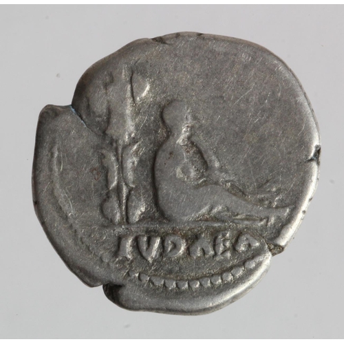 76 - Vespasian silver denarius; IUDAEA seated reverse, Fine.