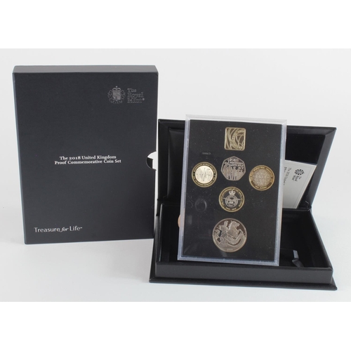 793 - Royal Mint: The 2018 United Kingdom Proof Commemorative Coin Set, FDC cased with certs and sleeve.