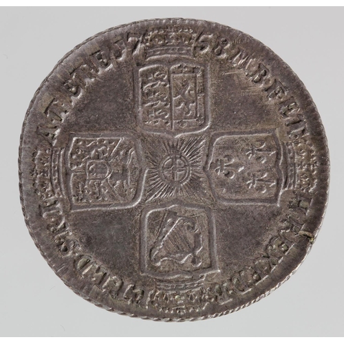 806 - Shilling 1758 GVF, very tiny flan flaw under magnification on reverse