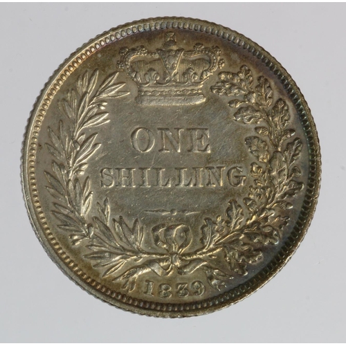 817 - Shilling 1839 2nd head, VF/GVF