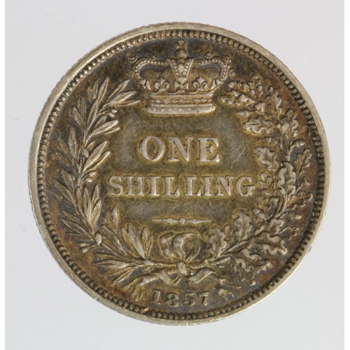 819 - Shilling 1857 toned VF-GVF