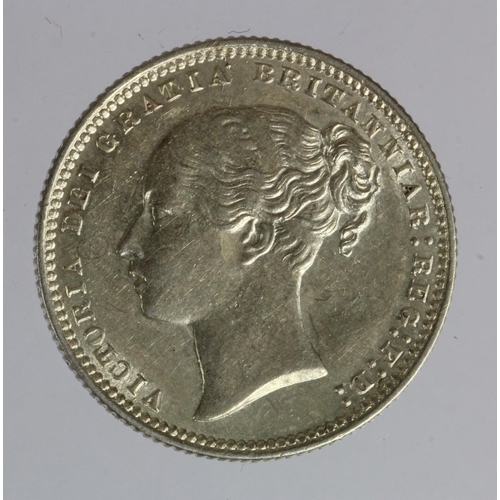 822 - Shilling 1873 die 66, lightly cleaned EF