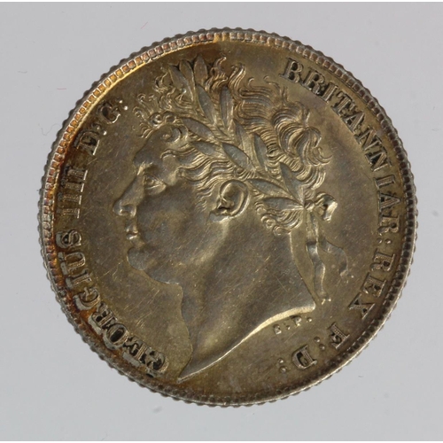 836 - Sixpence 1825, golden toned EF