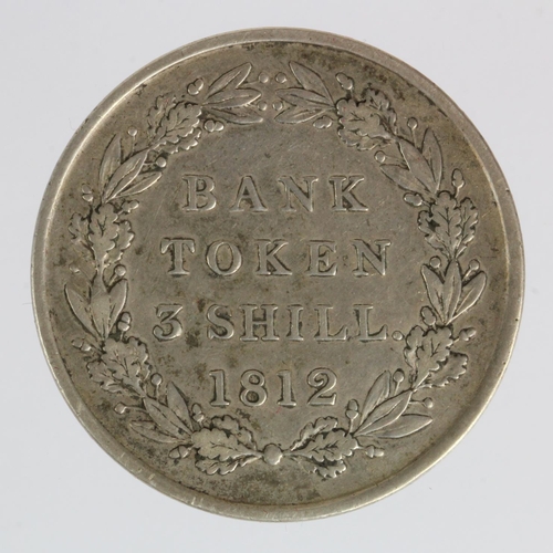 852 - Three Shillings 1812 Bank Token, large head, VF