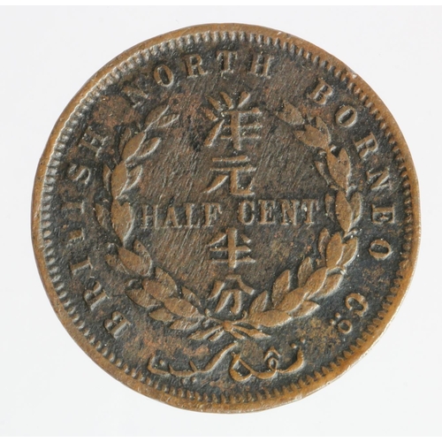 876 - British North Borneo Half Cent 1907H porous VF