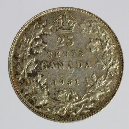 887 - Canada silver 25 Cents 1931 nEF