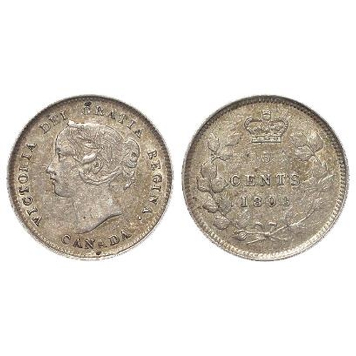 889 - Canada silver 5 Cents 1893 GVF