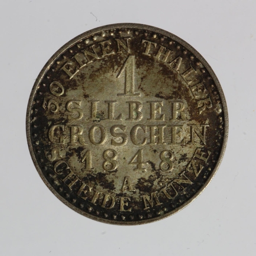 907 - German State Prussia 1 Silber Groschen 1848A, toned UNC