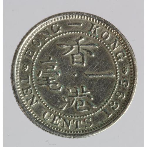 923 - Hong Kong silver 10 Cents 1895 cleaned GVF