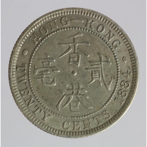 924 - Hong Kong silver 20 Cents 1884 VF-GVF