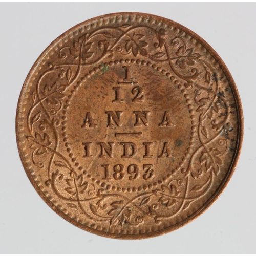 927 - India 1/12 Anna 1893 EF with lustre.