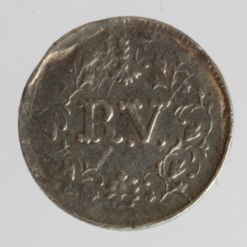 931 - Indian Princely State Travancore milled silver Velli Fanam ND(1864), with dots, KM# 24.1, GVF, some ... 