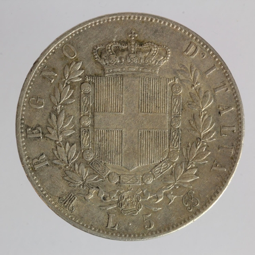 954 - Italy silver 5 Lire 1870 M BN, VF/GVF