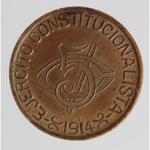 961 - Mexico, Chihuahua, Revolutionary Constitutionalist 5 Centavos 1914, aEF, a couple of tiny edge nicks... 