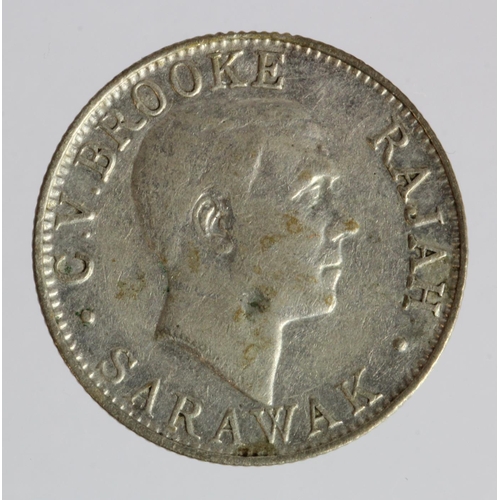 986 - Sarawak, Rajah C.V. Brooke silver 20 Cents 1927H, ex-mount repaired VF