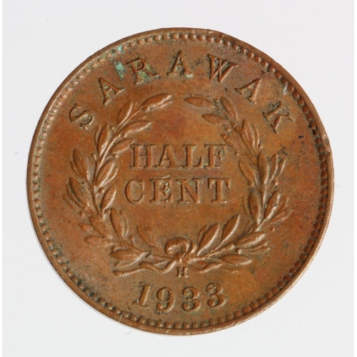 988 - Sarawak, Rajah C.V. Brooke, Half Cent 1933H, aEF