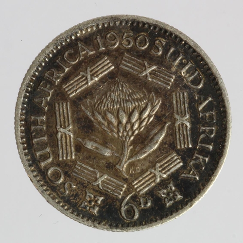 993 - South Africa silver Sixpence 1950, toned nEF (impaired proof)