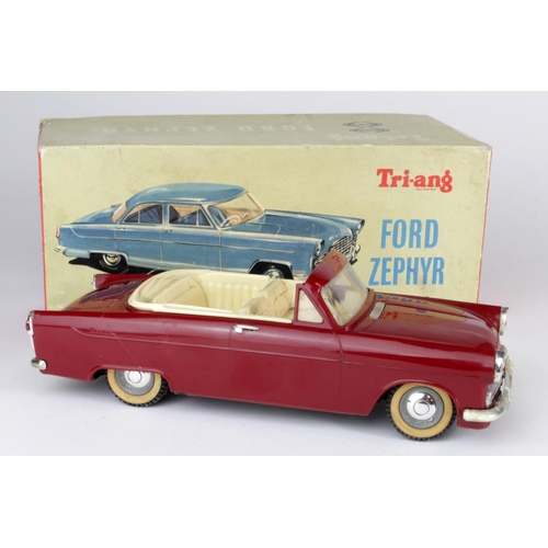 106 - Triang Minic Ford Zephyr (Convertible) 1/20 scale battery operated car, battery flap missing, contai... 