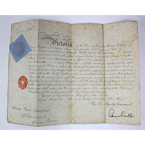 156 - Commission document relating to Harold Platt Sykes to the rank of 2nd Lieutenant, dated 15th Novembe... 