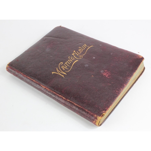 212 - Leather album, circa late 19th to early 20th Century, including numerous drawings, illustrations, po... 