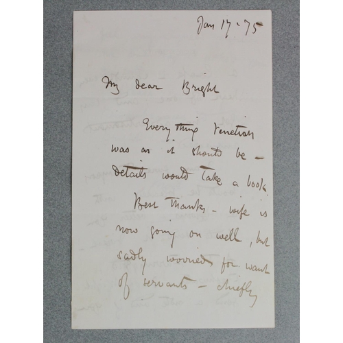 330 - Woolner (Thomas, 1825-1892). An original three-sided manuscript letter, signed by Thomas Woolner, da... 