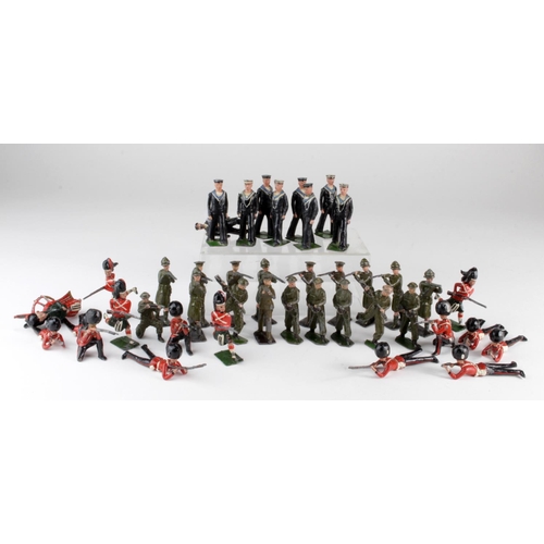 69 - Lead Soldiers. A collection of approximately forty lead soldiers, including Britains, some naval