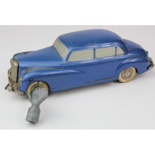 93 - Prameta Mercedes Benz 300 blue clockwork toy, with key, length 14cm approx.