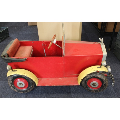 92 - Pedal Car of metal & wood construction, circa early to mid 20th Century, with Lines Brothers car mas... 