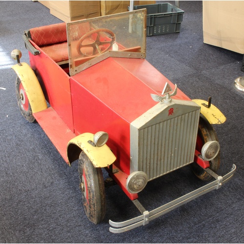 92 - Pedal Car of metal & wood construction, circa early to mid 20th Century, with Lines Brothers car mas... 