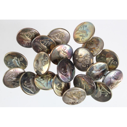 1076 - Buttons - Admiral Lord Hawke buttons, silver plated. (20)