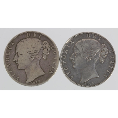 115 - Crowns (2): 1845 cinquefoils Fine, ex-mount, and 1847 XI VG