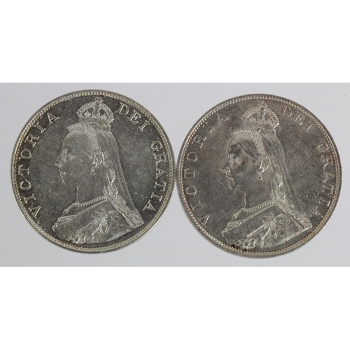 116 - Double-Florins (2): 1887 arabic 1 and 1887 roman 1, both EF with hairlines obv.