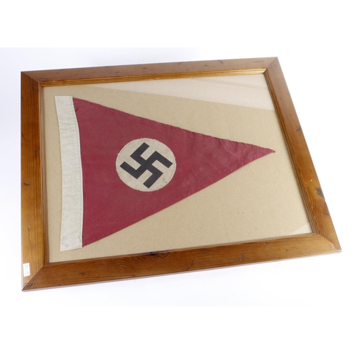 1222 - German Hitler Youth Pennant in frame.