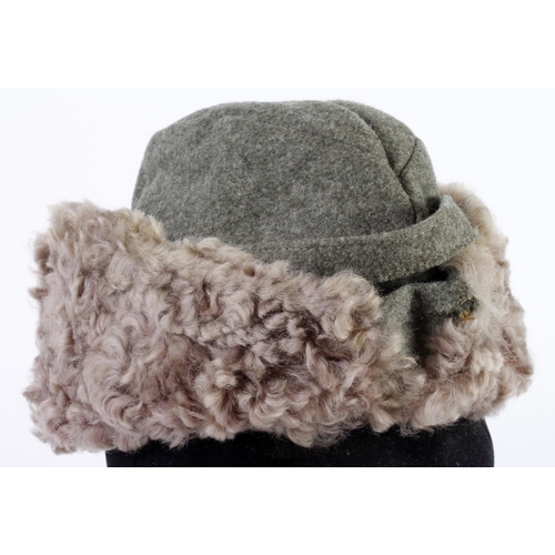 1292 - German WW2 army fur hat as used on the Russian front.