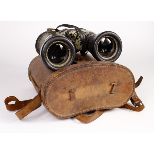 1310 - German WW2 scarce pair of 7x50 U-Boat binoculars with blc code under rubber cover complete with leat... 